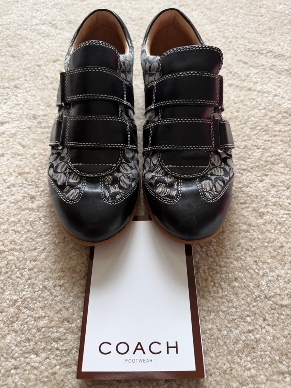 Coach Black and Gray Signature Canvas Velcro Sneakers